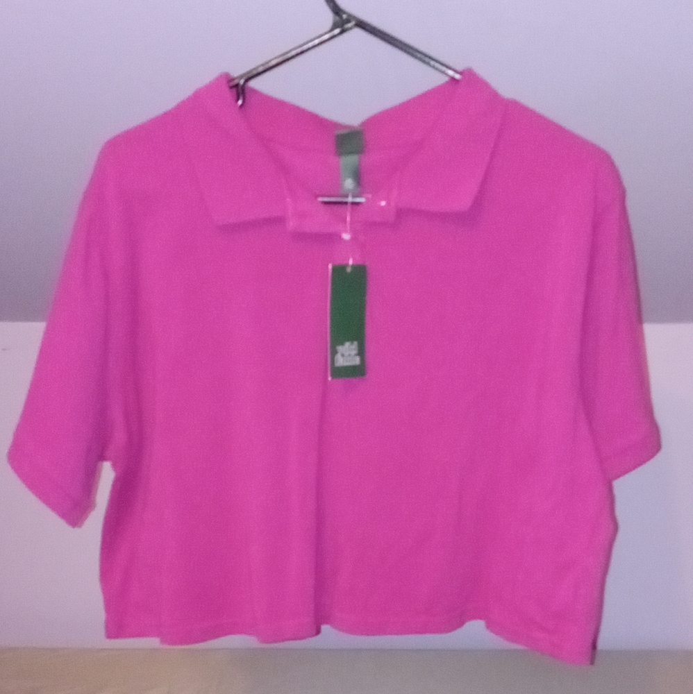 Wild Fable Short Sleeve Boxy Cropped Polo T-shirt